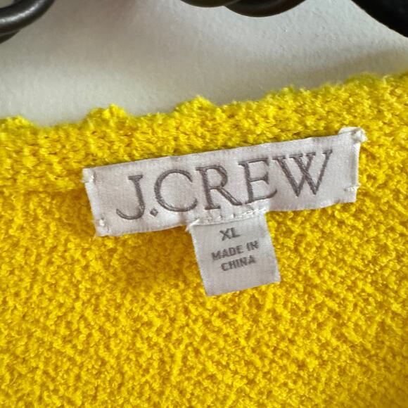 J. Crew Yellow Odette Cardigan Knitted Rib Hem Button Pocket Long Sleeve Sz XL - Picture 3 of 5